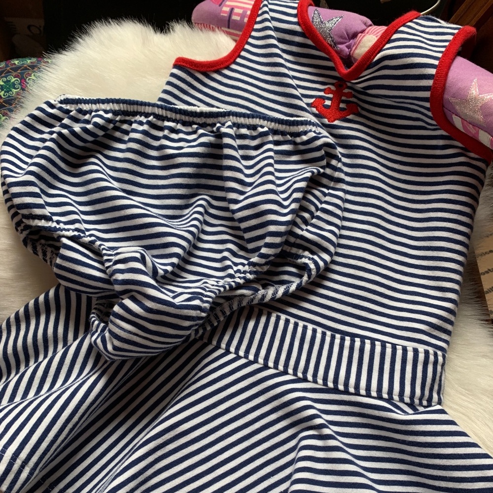 Sailor dress with matching cover-up bottoms